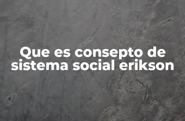 Que es Consepto de Sistema Social Erikson