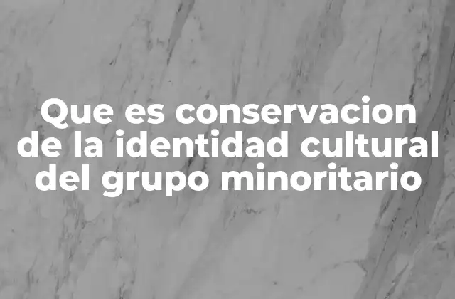 Que es Conservacion de la Identidad Cultural Del Grupo Minoritario