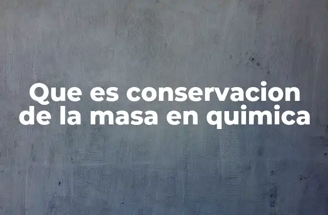Que es Conservacion de la Masa en Quimica