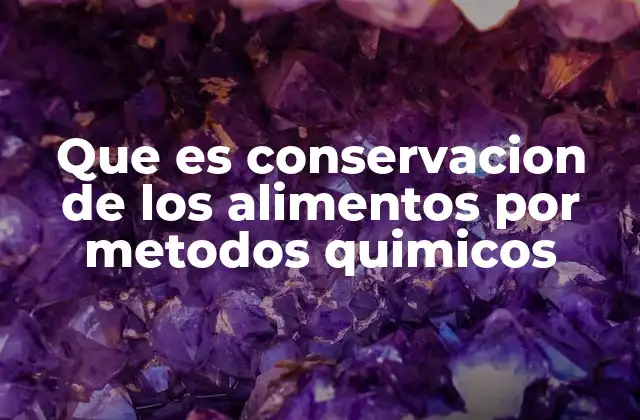 Que es Conservacion de los Alimentos por Metodos Quimicos