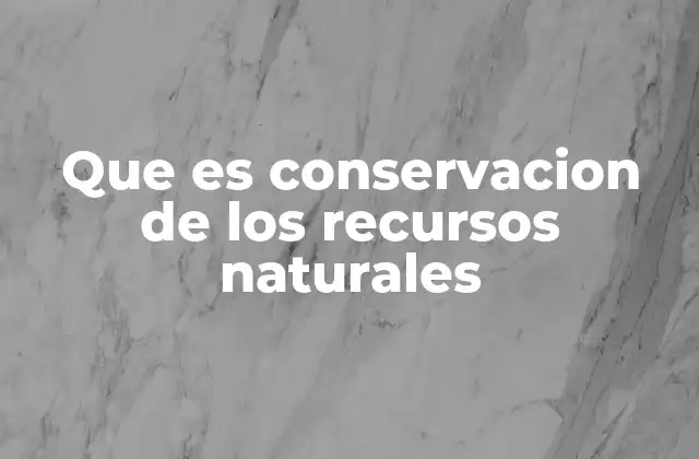 Que es Conservacion de los Recursos Naturales