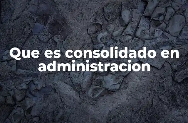 Que es Consolidado en Administracion
