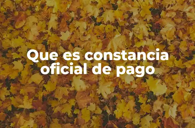 Que es Constancia Oficial de Pago