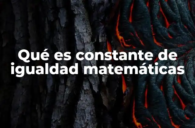 Qué es Constante de Igualdad Matemáticas