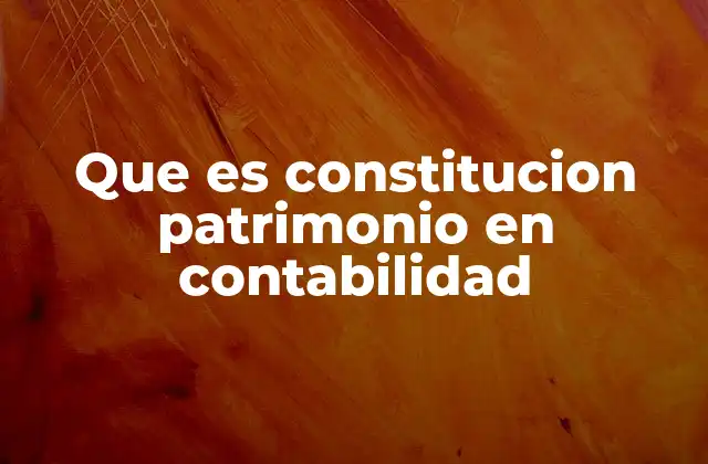 Que es Constitucion Patrimonio en Contabilidad