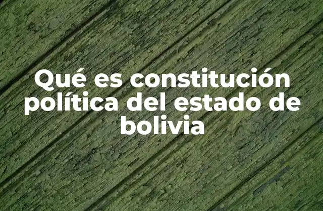 Qué es Constitución Política Del Estado de Bolivia