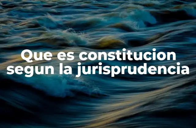 Que es Constitucion Segun la Jurisprudencia
