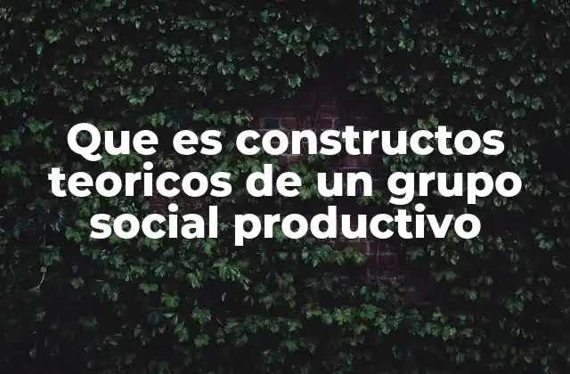 Que es Constructos Teoricos de un Grupo Social Productivo