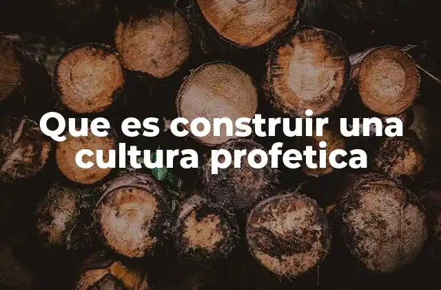 Que es Construir una Cultura Profetica