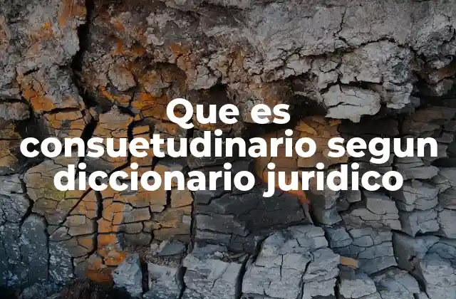 Que es Consuetudinario Segun Diccionario Juridico