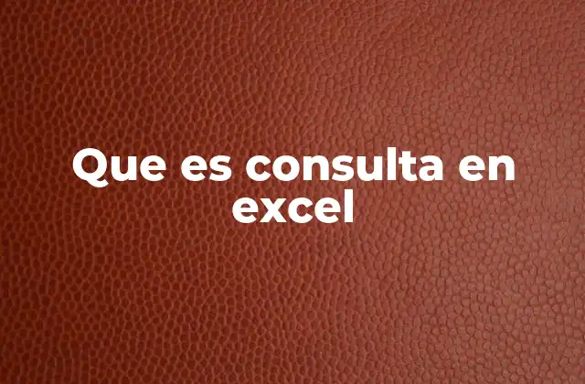 Que es Consulta en Excel