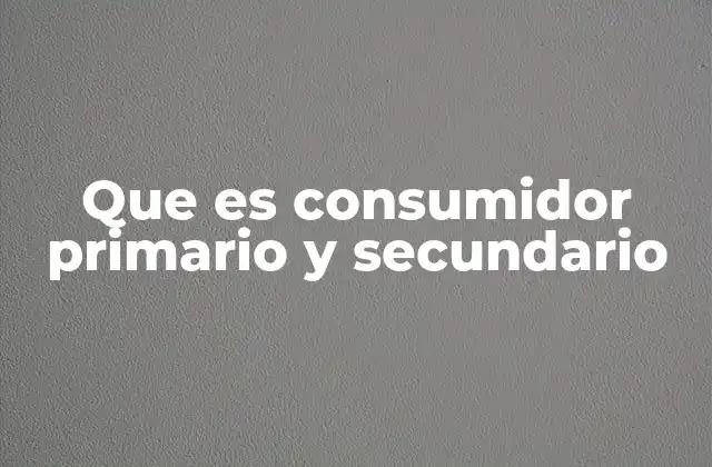 Que es Consumidor Primario y Secundario