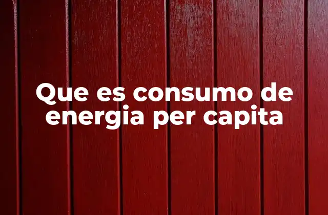 Que es Consumo de Energia Per Capita