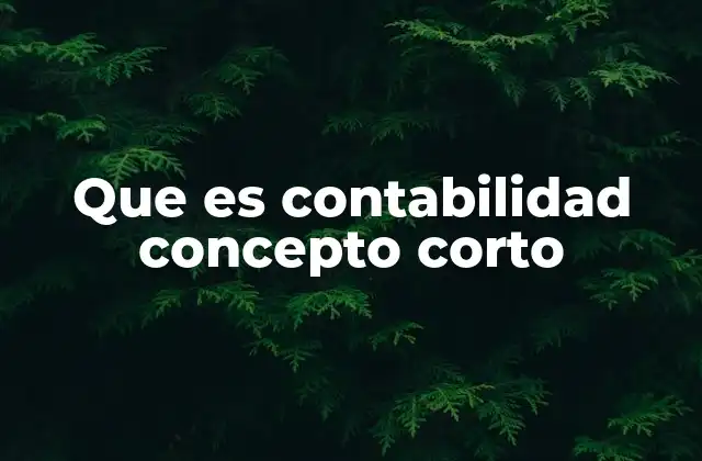 Que es Contabilidad Concepto Corto