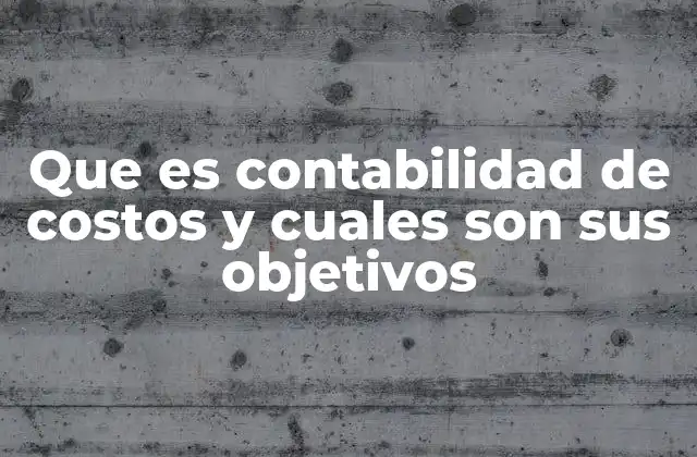 Que es Contabilidad de Costos y Cuales Son Sus Objetivos