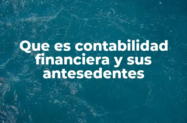 Que es Contabilidad Financiera y Sus Antesedentes