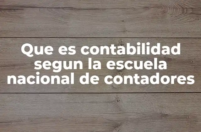 Que es Contabilidad Segun la Escuela Nacional de Contadores