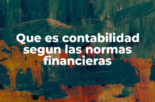 Que es Contabilidad Segun las Normas Financieras