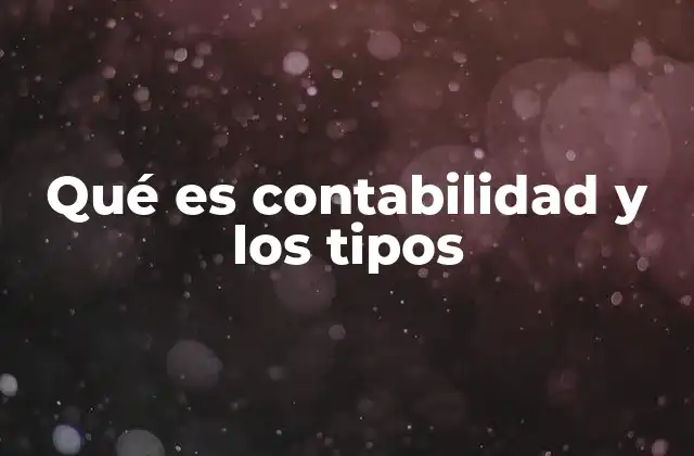 Qué es Contabilidad y los Tipos