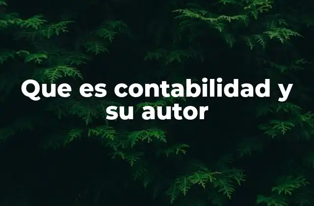 Que es Contabilidad y Su Autor