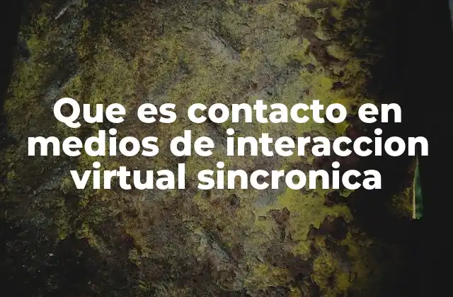 Que es Contacto en Medios de Interaccion Virtual Sincronica