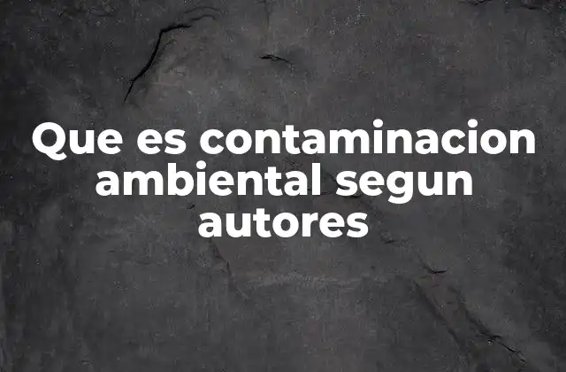 Que es Contaminacion Ambiental Segun Autores