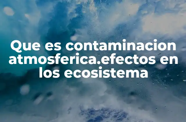 Que es Contaminacion Atmosferica.efectos en los Ecosistema