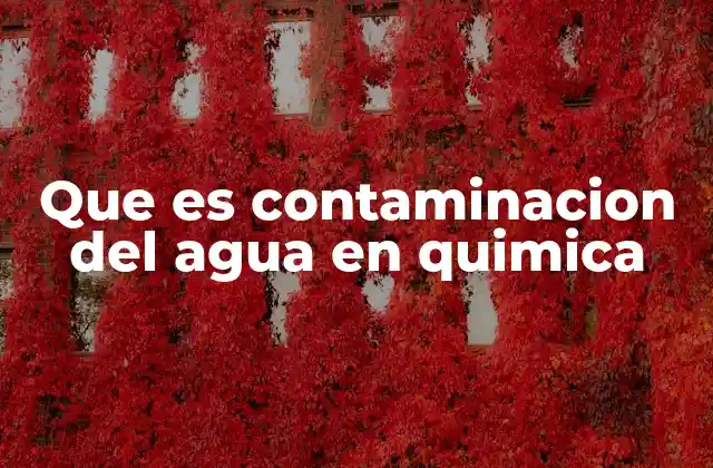 Que es Contaminacion Del Agua en Quimica
