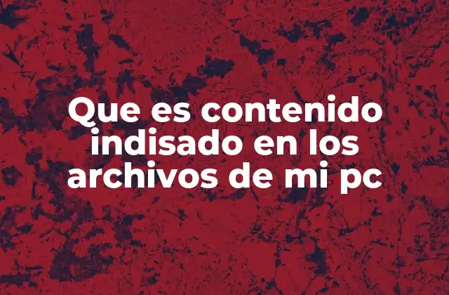 Que es Contenido Indisado en los Archivos de Mi Pc