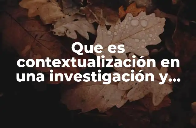 Que es Contextualización en una Investigación y Ejemplo