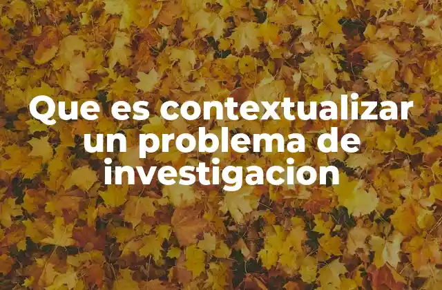 Que es Contextualizar un Problema de Investigacion