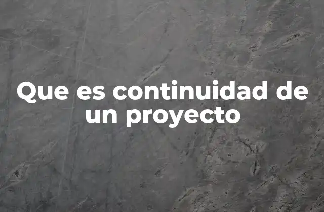 Que es Continuidad de un Proyecto