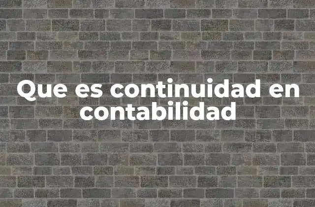 Que es Continuidad en Contabilidad