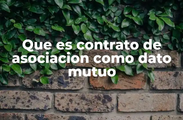 Que es Contrato de Asociacion como Dato Mutuo