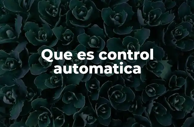 Que es Control Automatica