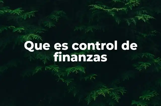 Que es Control de Finanzas