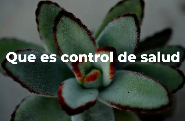 Que es Control de Salud