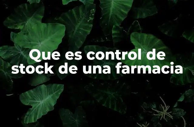 Que es Control de Stock de una Farmacia