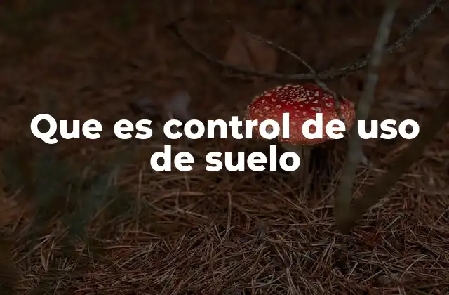 Que es Control de Uso de Suelo