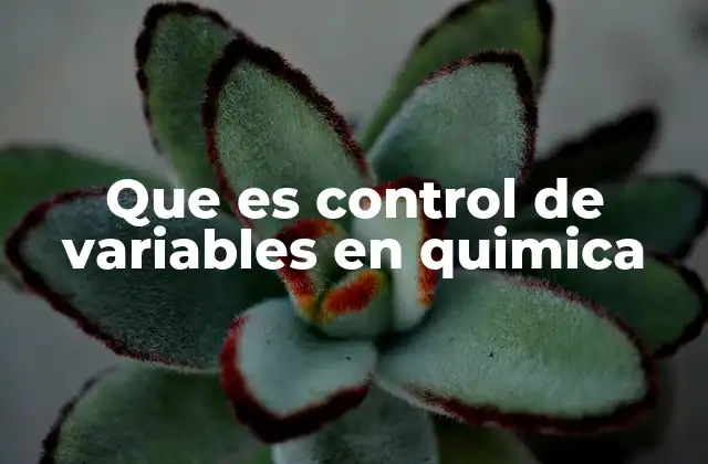 Que es Control de Variables en Quimica