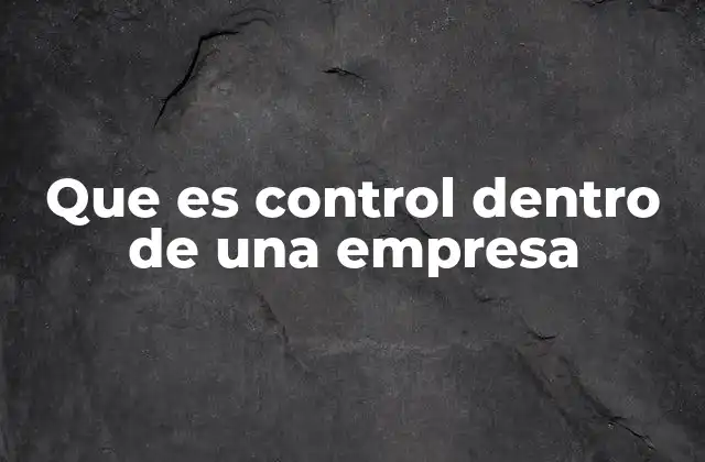Que es Control Dentro de una Empresa