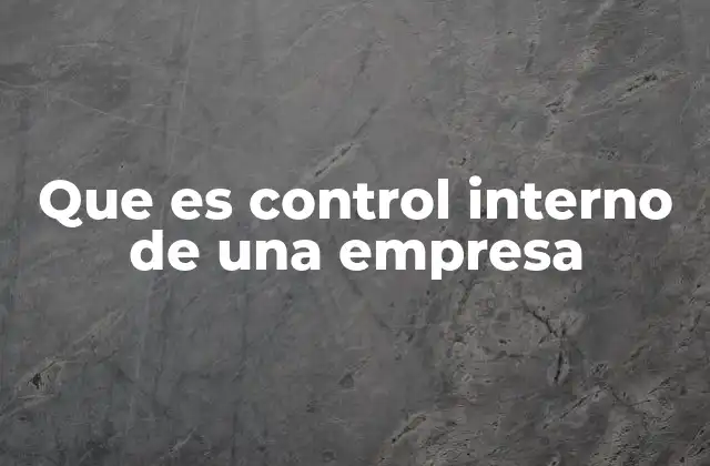 Que es Control Interno de una Empresa