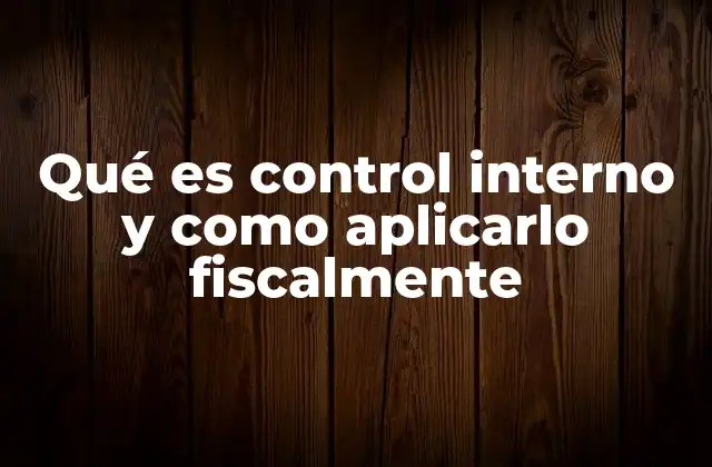 Qué es Control Interno y como Aplicarlo Fiscalmente