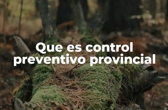 Que es Control Preventivo Provincial