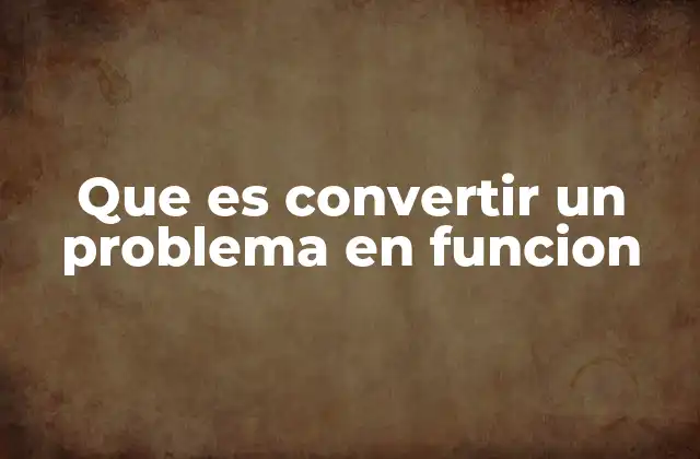 Que es Convertir un Problema en Funcion