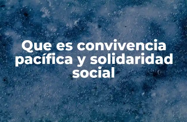 Que es Convivencia Pacífica y Solidaridad Social