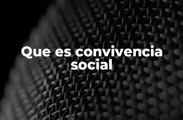 Que es Convivencia Social