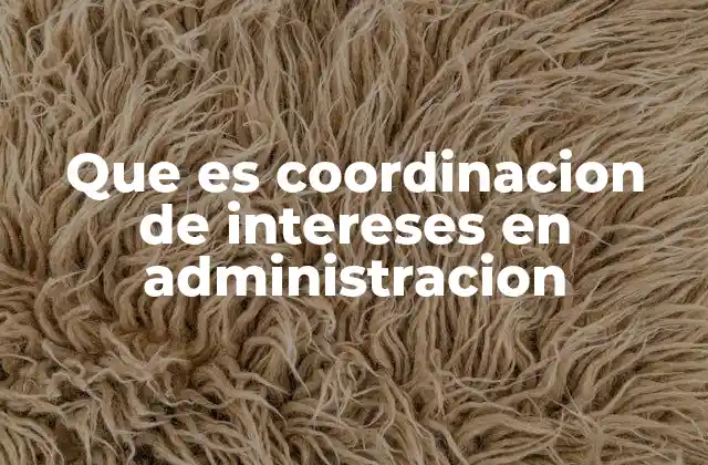 Que es Coordinacion de Intereses en Administracion