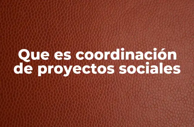 Que es Coordinación de Proyectos Sociales