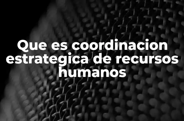 Que es Coordinacion Estrategica de Recursos Humanos